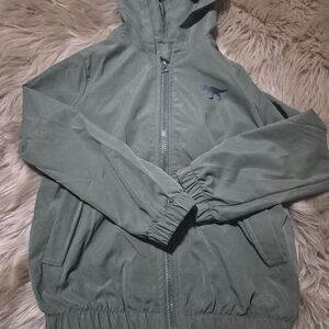 Hooded Zip Up Windbreaker Jacket Dinosaur Logo